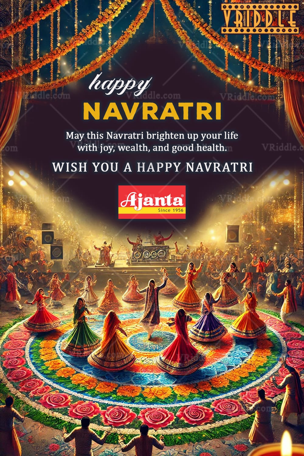 Floral Rangoli Theme Navratri Festival Celebration greeting card