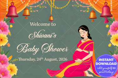 Floral Serenity Theme Baby Shower Welcome Poster