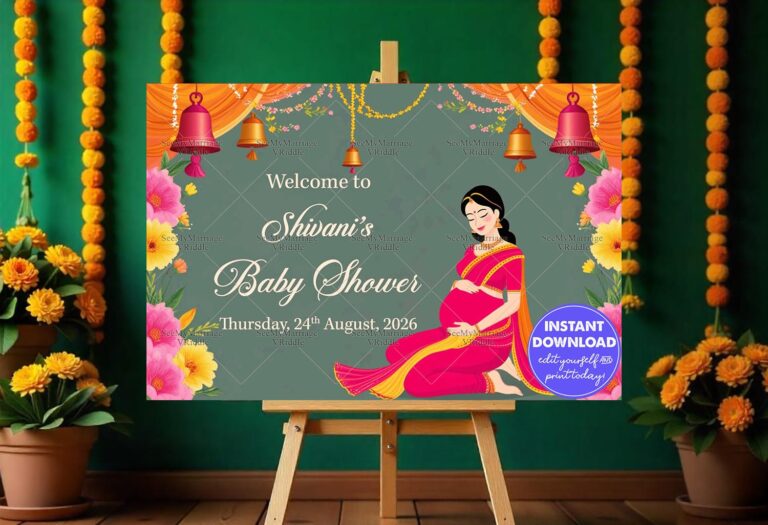 Floral Serenity Theme Baby Shower Welcome Poster