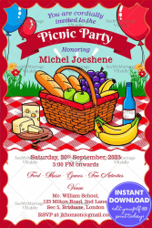 Fruits Basket Theme Picnic Party Invitation Card