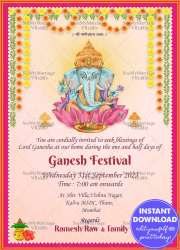 Ganesh Chaturthi Pink Greeting Card