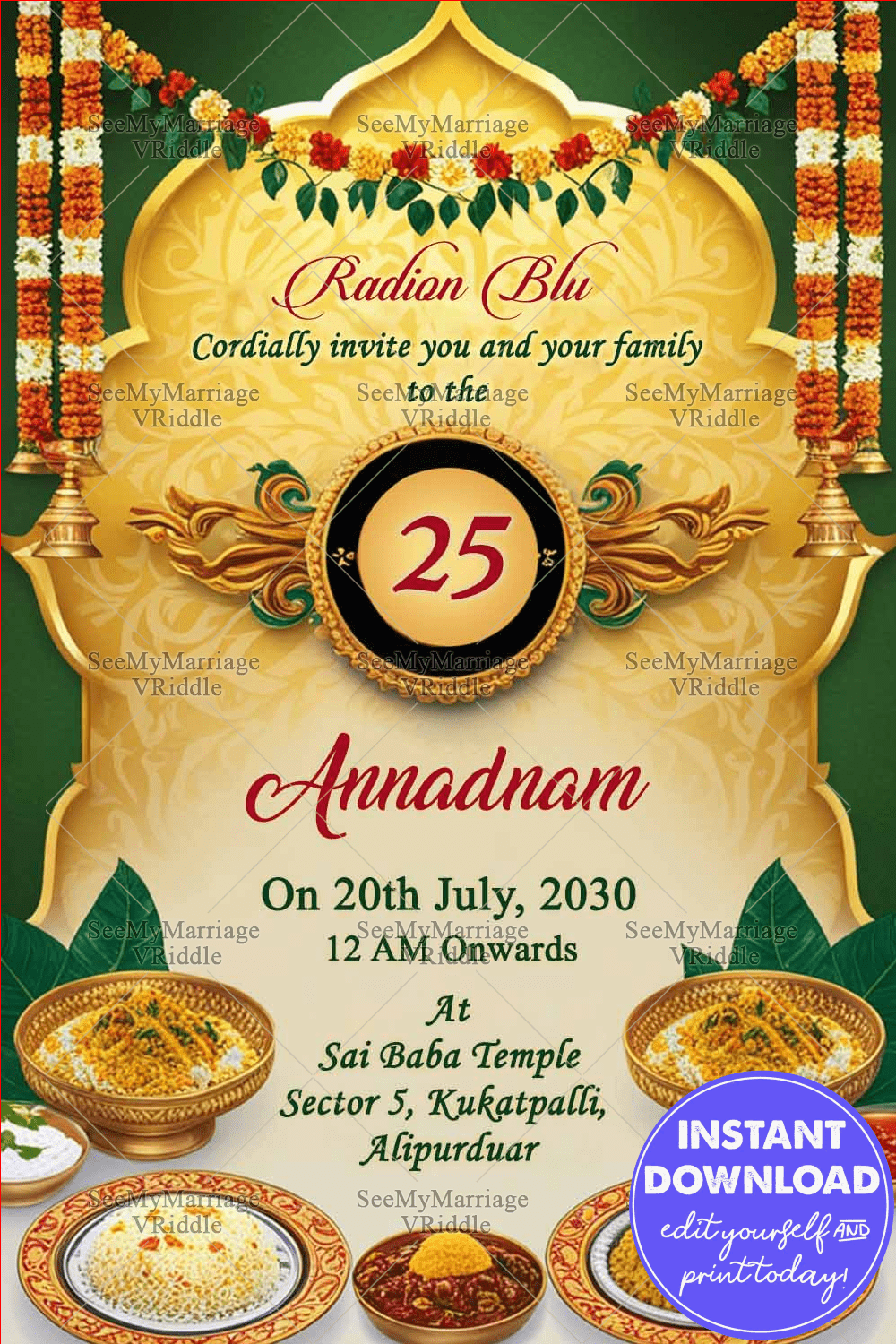 Golden Anniversary Annadanam Invitation Card