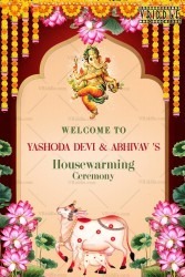 Ganesha Theme Housewarming Welcome Poster with Marigold Decor