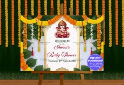 Garlands Ganesha Theme Baby Shower Welcome Poster