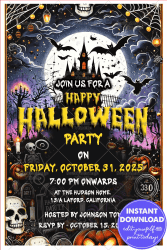 Ghouls and Ghosts Gathering Halloween Party Night Invitation