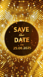 Golden Sparkle Save the Date Wedding Invitation Video with Add Photo Background