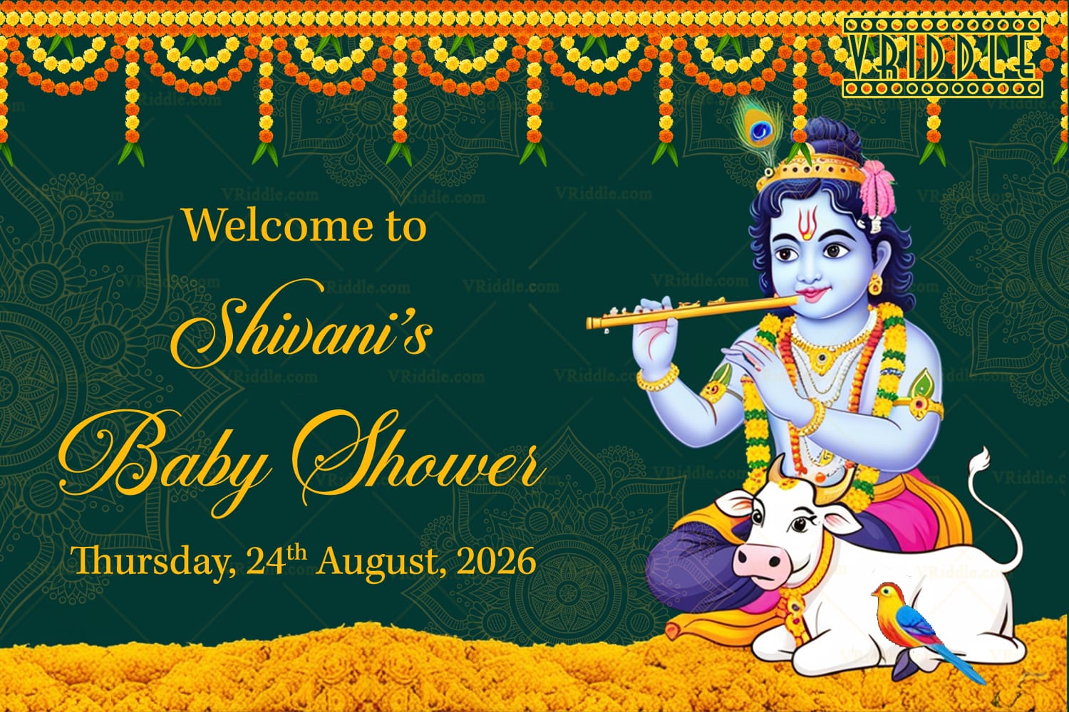 Krishna Themed Baby Shower Welcome Poster