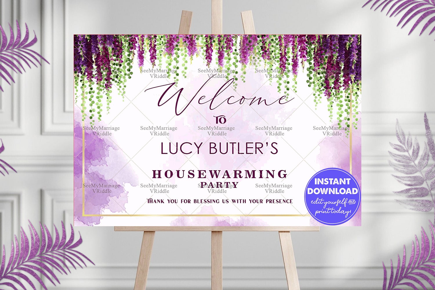 Lavender Cascade Housewarming Party Banner