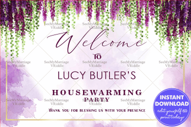 Lavender Cascade Housewarming Party Banner