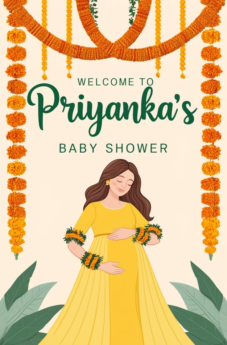 Traditional Marigold Baby Shower Poster