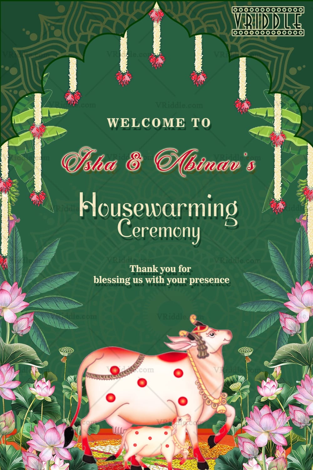 Lotus Blossom Theme Housewarming Banner