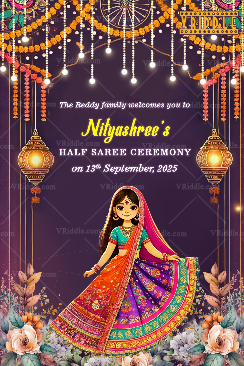 Luminous Lanterns Theme Half Saree Ceremony Welcome Poster