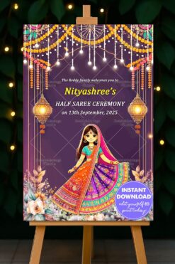 Luminous Lanterns Theme Half Saree Ceremony Welcome Poster