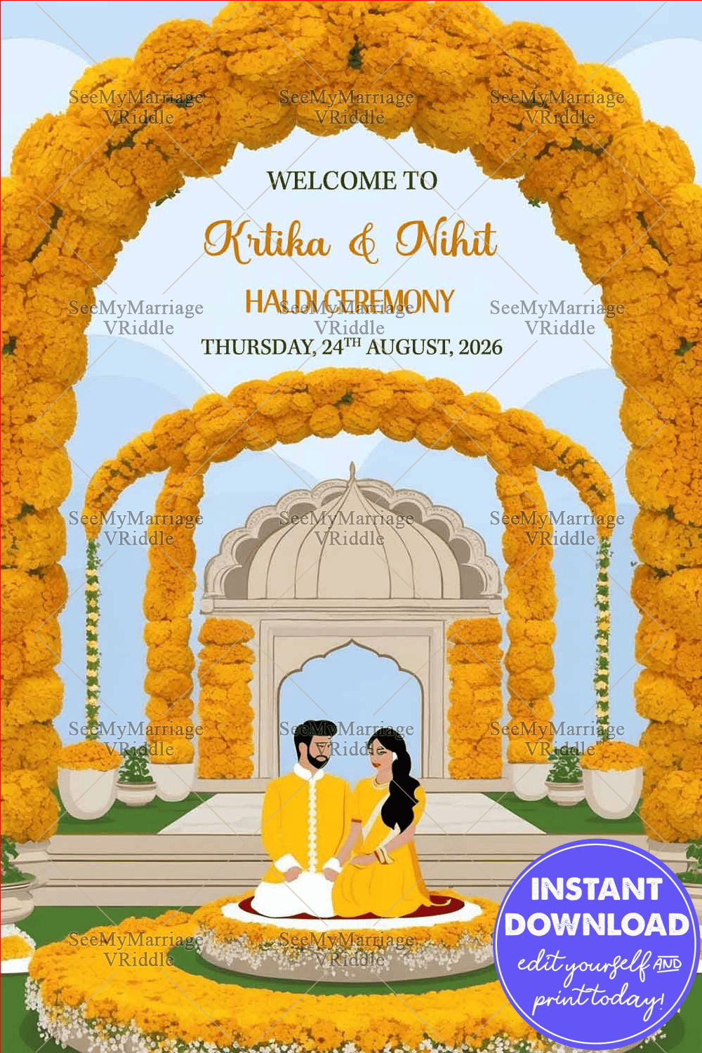 Marigold Arch Haldi Ceremony Poster