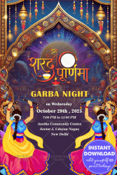 Traditional Garba Night of Dance Sharad Purnima Invitation