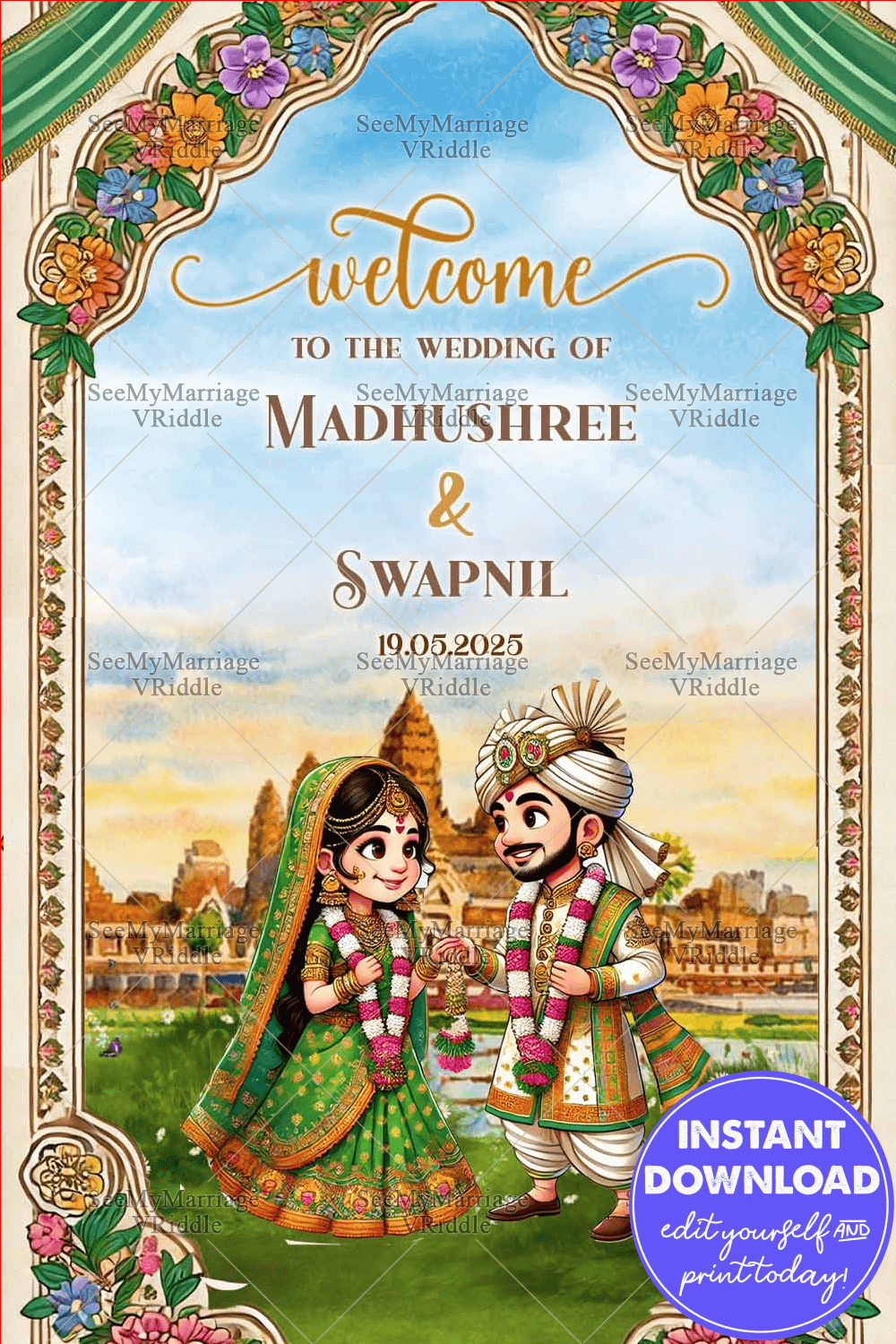 Mystical Meadow Theme Marathi Wedding Ceremony Welcome Poster