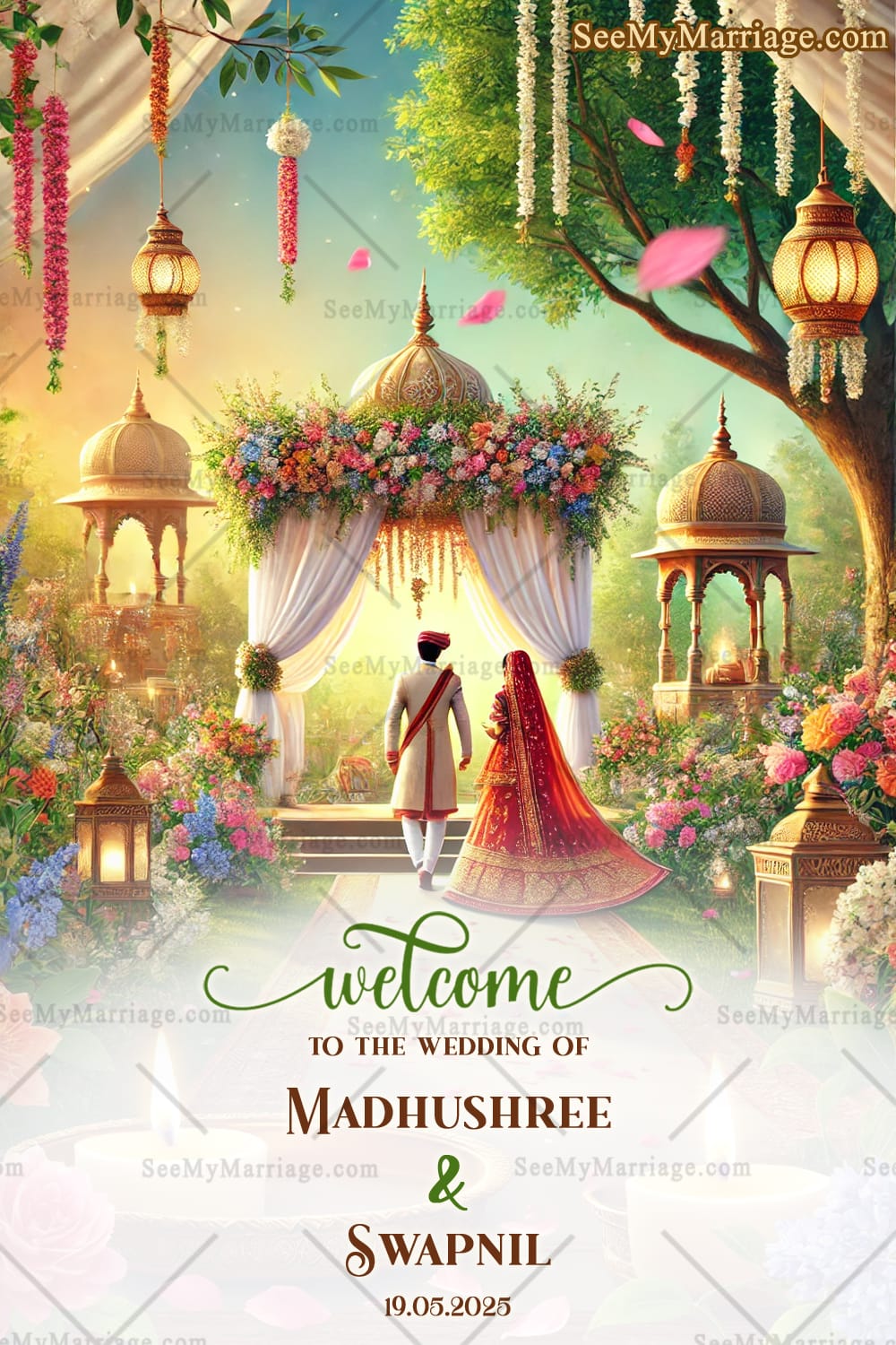 Nature Splendor Theme Marathi Wedding Ceremony Welcome Poster
