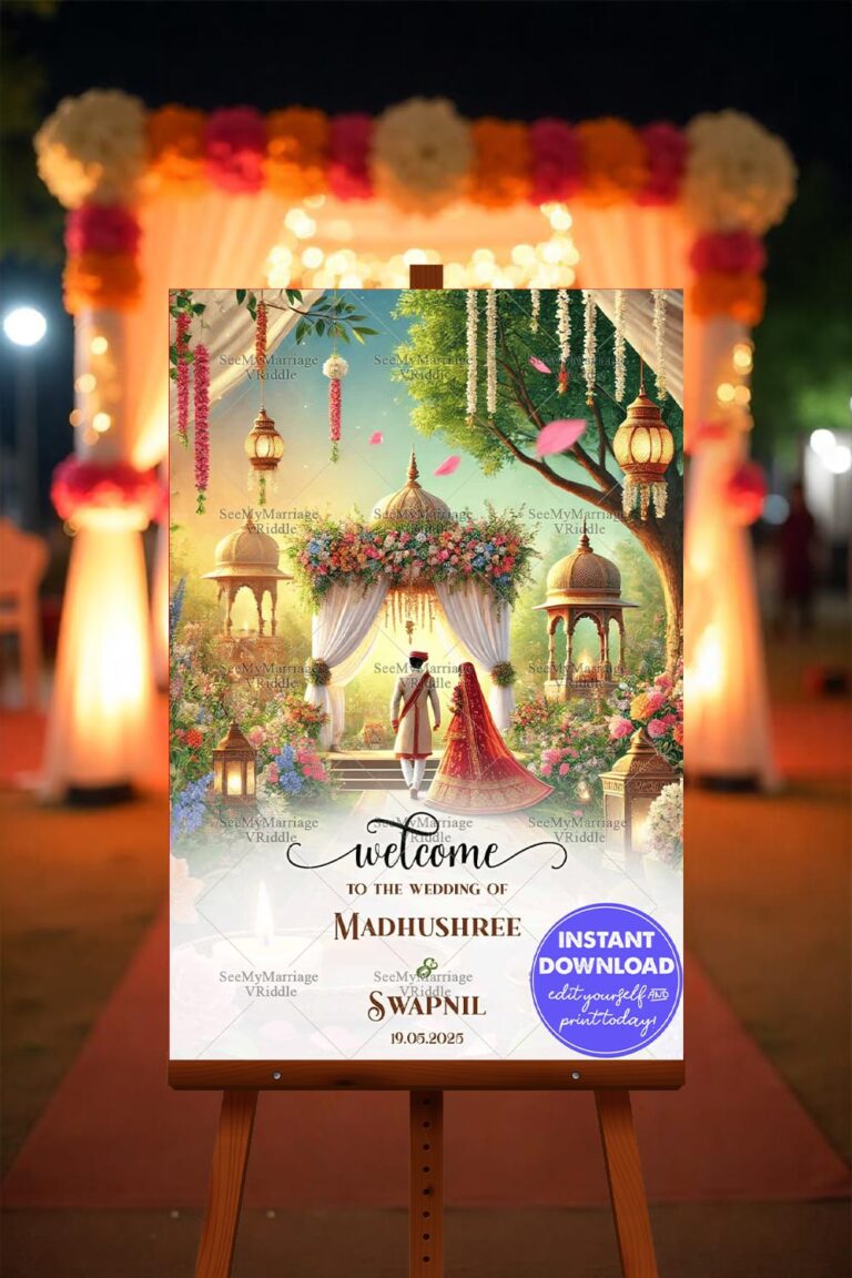 Nature Splendor Theme Marathi Wedding Ceremony Welcome Poster