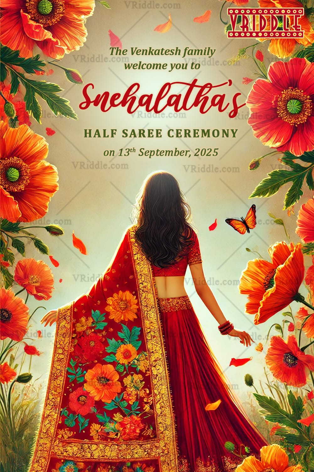 Nature Theme Half Saree Ceremony Welcome Poster