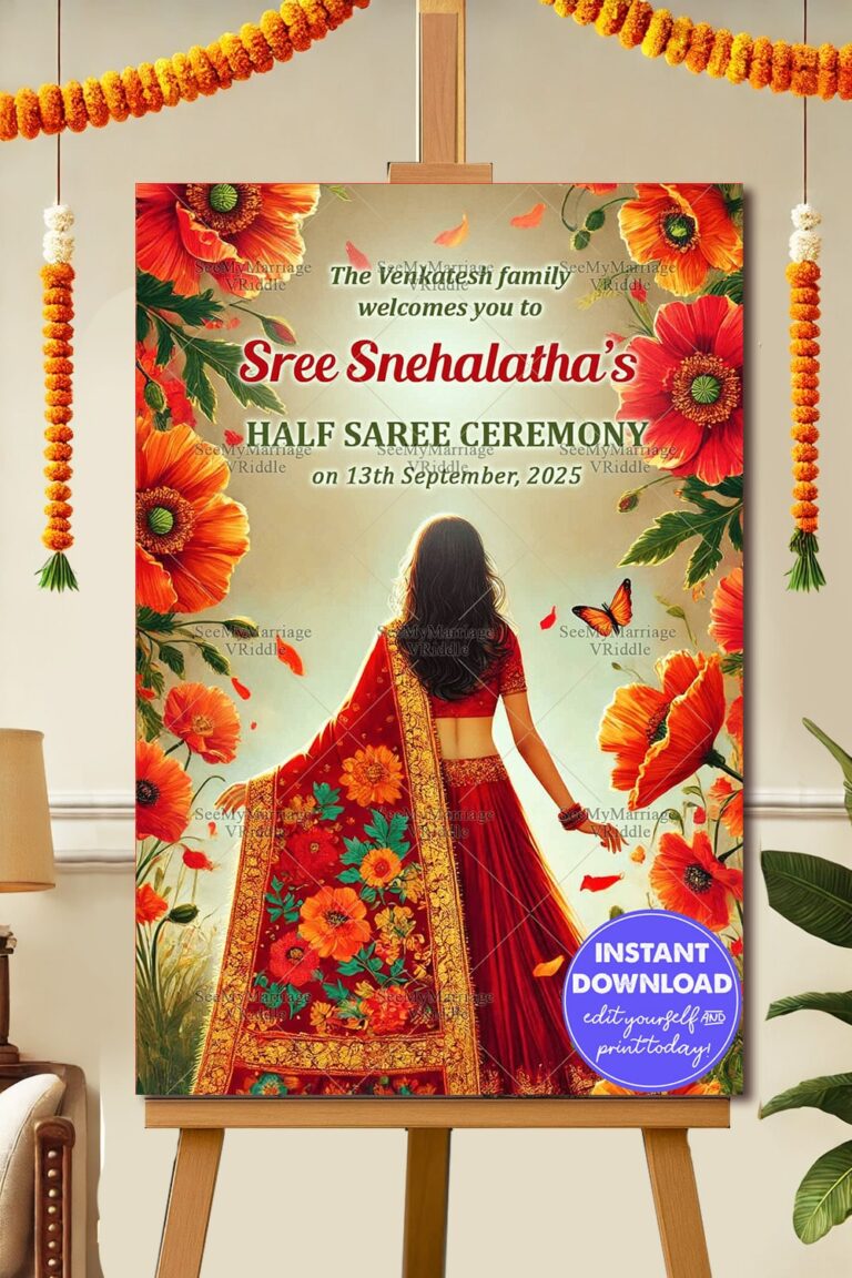 Nature Theme Half Saree Ceremony Welcome Poster