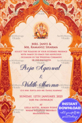 Ornate Floral Patterns Theme Marathi Wedding Ceremony invitation Card