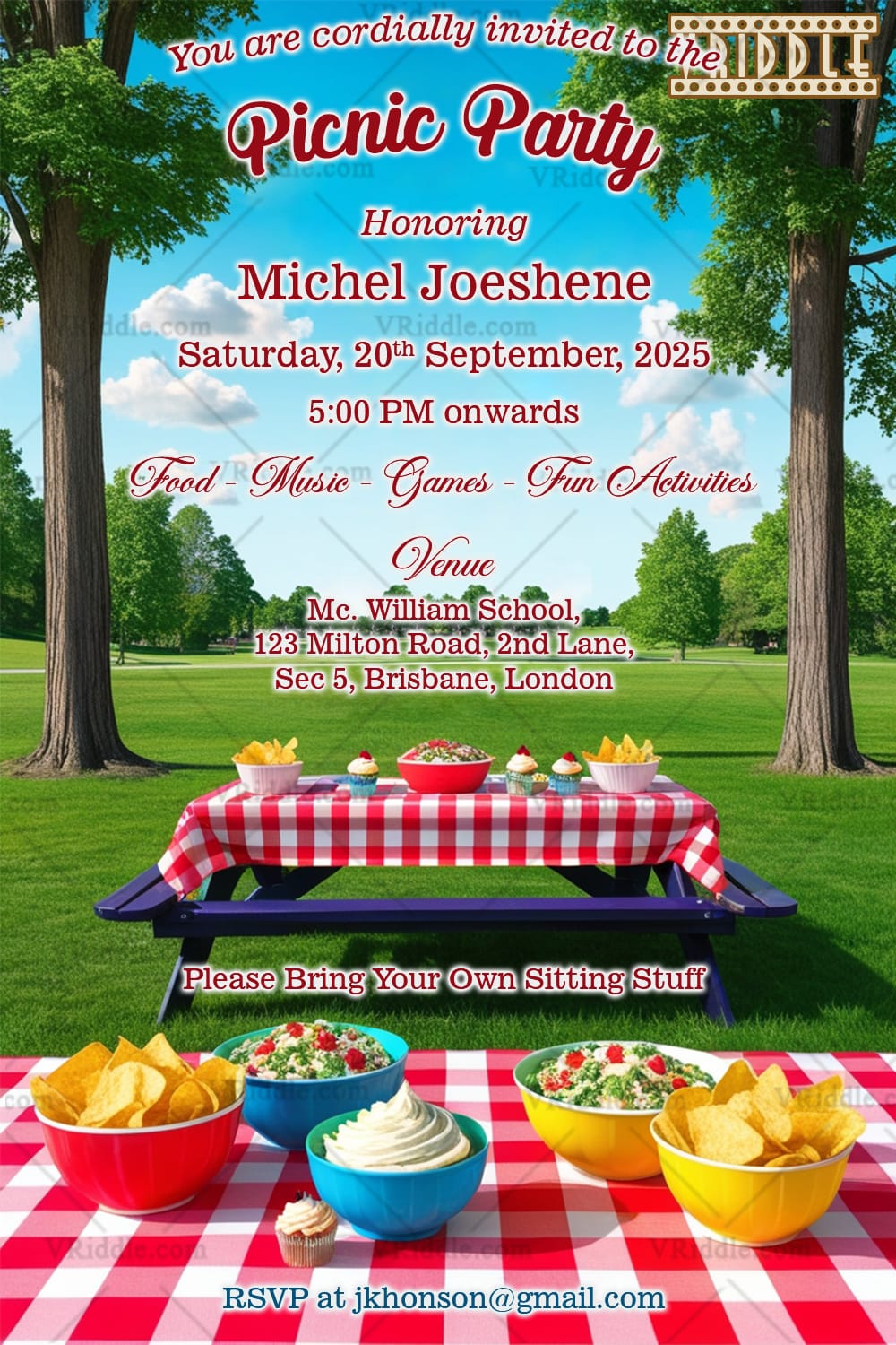 Outdoor Feast Picnic Party Gathering Invitation Card