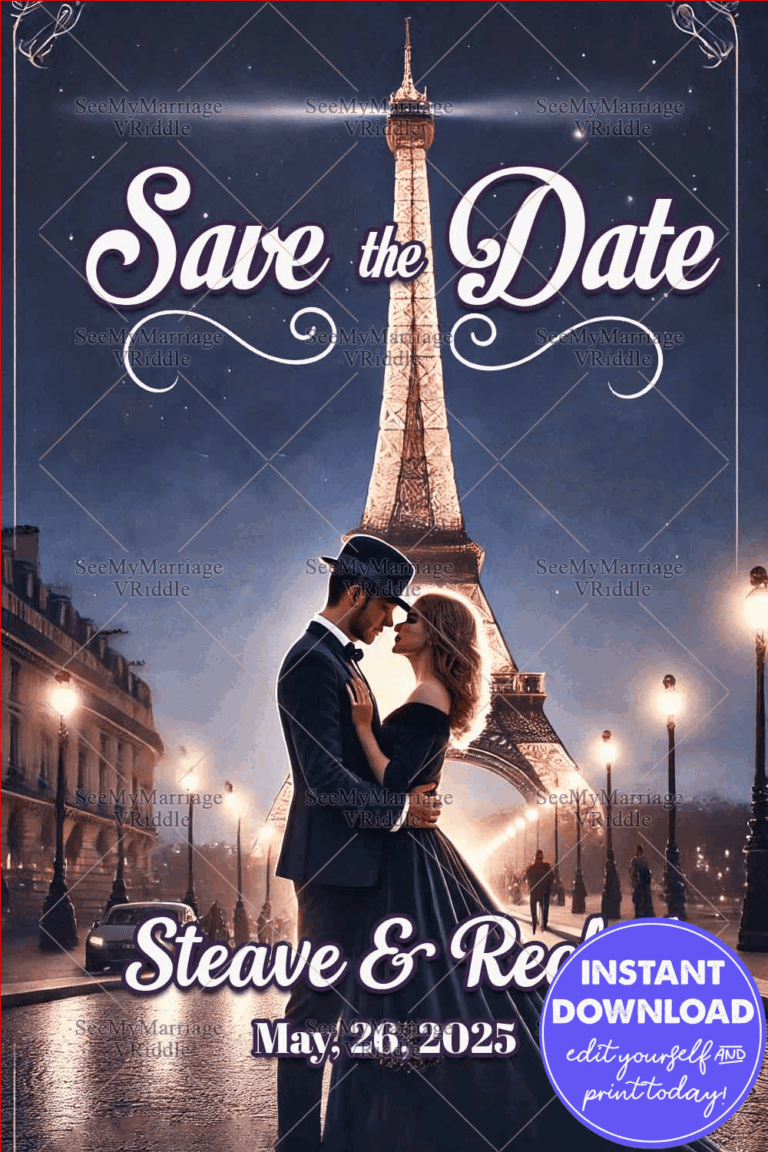 Paris Romance Eiffel Tower Save the Date Card