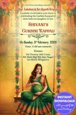 Punjabi Gurbini Kappad Ceremony Invitation Card with Golden Bliss Theme Background