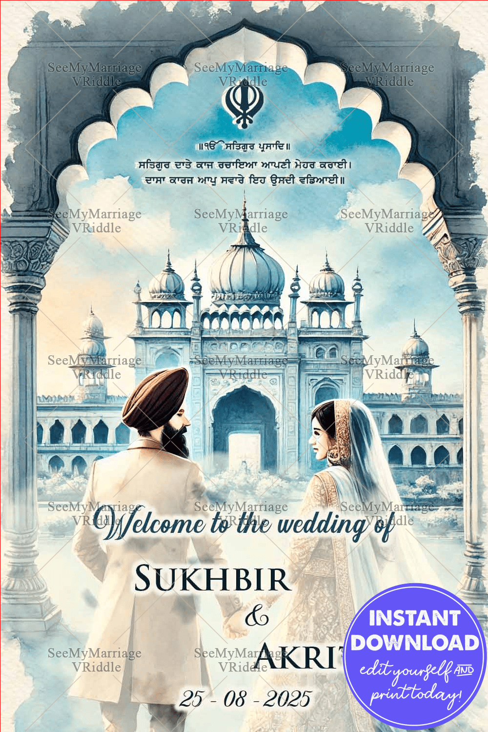 Punjabi Palace Wedding Ceremony Welcome Poster