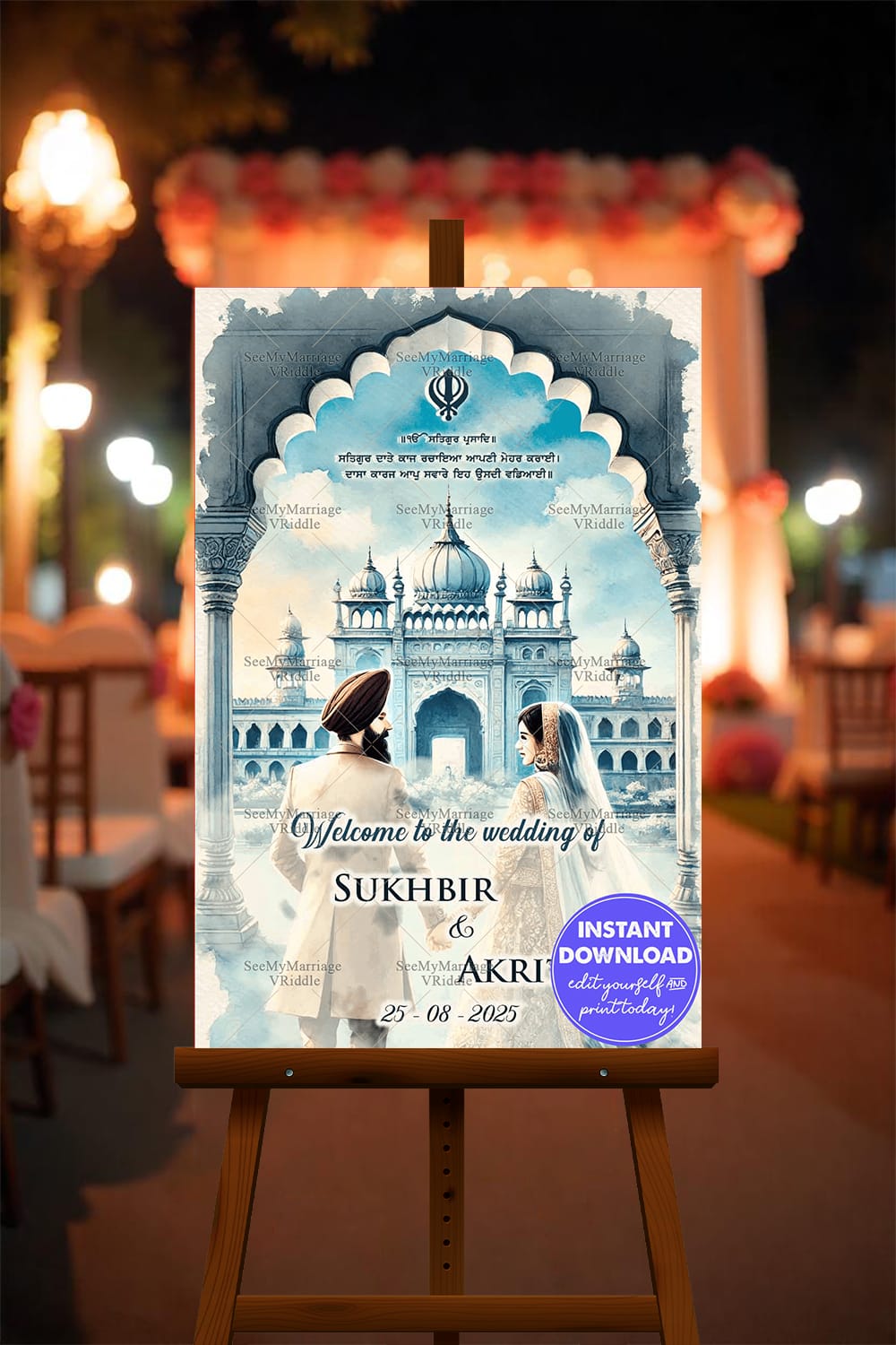 Punjabi Palace Wedding Ceremony Welcome Poster Mockup