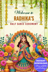 Radiant Floral Accents Half Saree Ceremony Welcome Poster