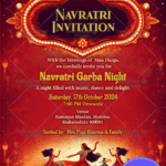 Red Sparkling Theme Navratri Garba Night Invitation Card
