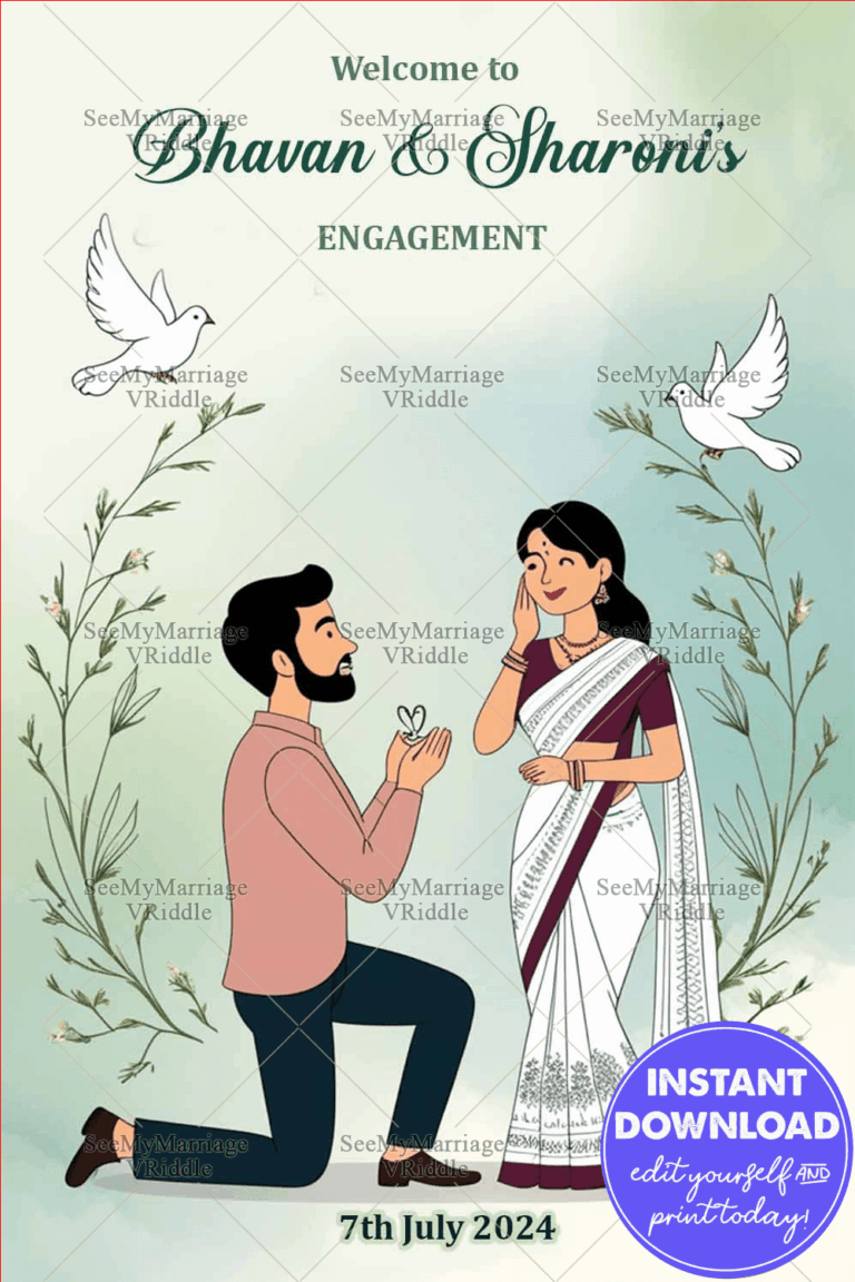 Elegant Proposal Bhavan & Sharoni's Engagement Poster