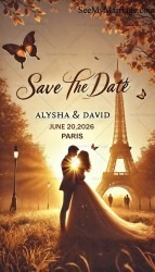 Sunset Romance Paris Save the Date Card