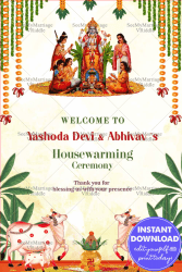 Satyanarayana Pooja Theme Traditional Housewarming Welcome Poster