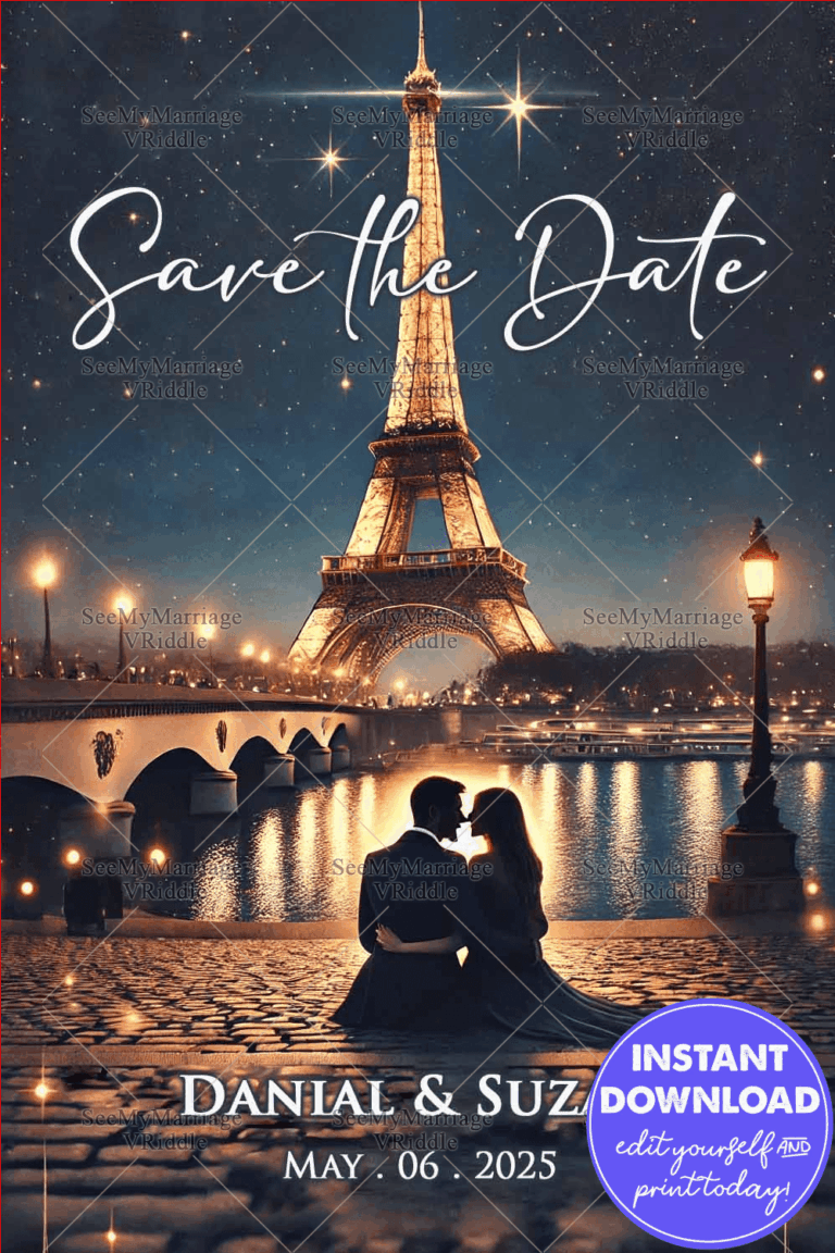 Seine Serenity Eiffel Tower Save the Date Card