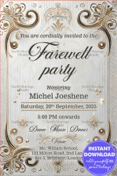 Silver Themed Farewell Party Invitation Card with Golden Borders