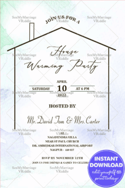Simple Housewarming Party Invitation Card with Minimalist Design