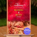 Sparkling Red Theme Bengali Wedding Ceremony Welcome Poster