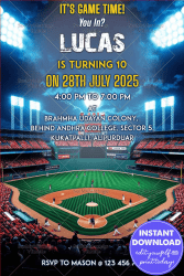 Stadium Showdown Theme Birthday Bash Invitation