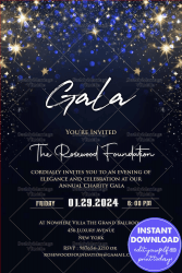 Starry Night Gala Party Invitation Card with Sparkles Theme