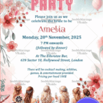 Stylish Gathering Hen Party Invitation Card with Floral Motifs Background
