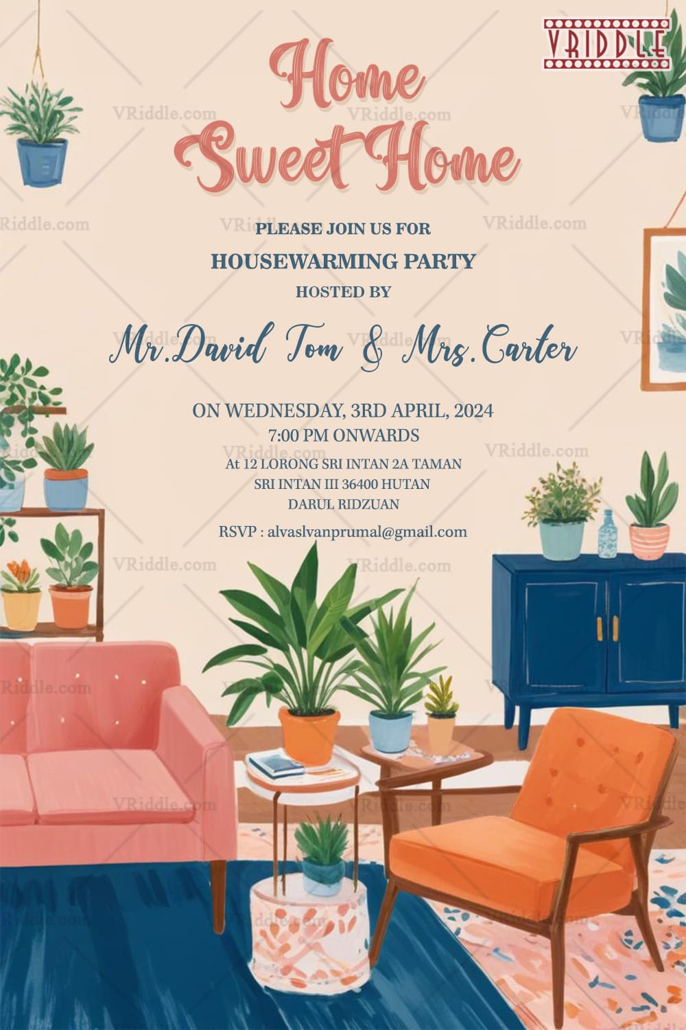 Stylish Interior Theme Housewarming Party Invitation Card