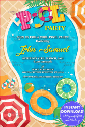 Summer Splash Theme Pool Party Invitation Card