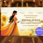 Sunflower Theme Half Saree Ceremony Welcome Poster