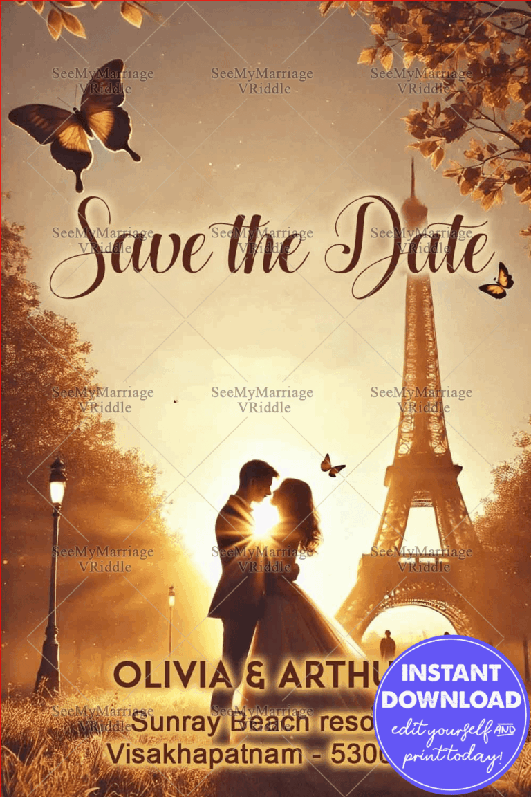 Sunset Romance Paris Save the Date Card
