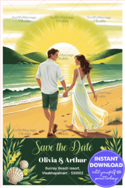 Sunset Stroll Save the Date Beach Card