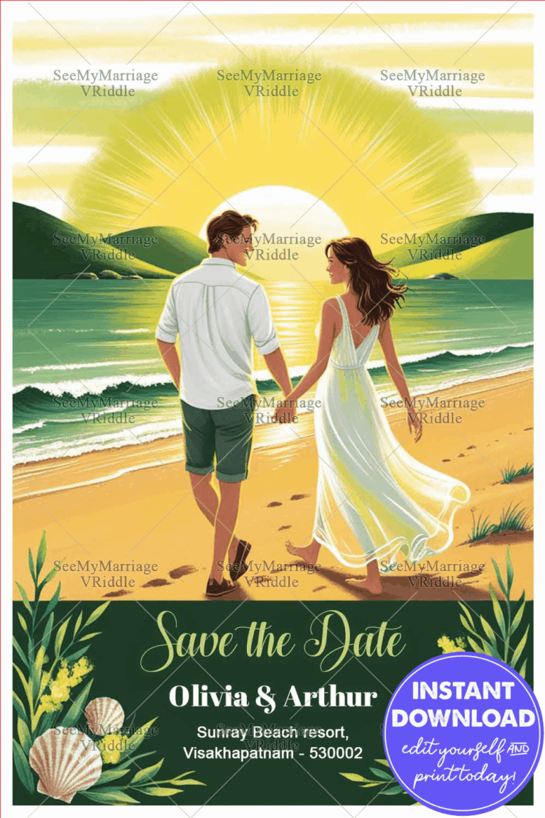 Sunset Stroll Save the Date Beach Card