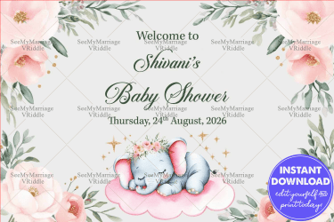 Sweet Slumber Elephant Theme Baby Shower Welcome Poster