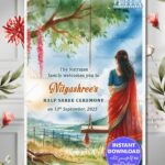 Swing Theme Half Saree Ceremony Welcome Poster with Serenity Backdrop